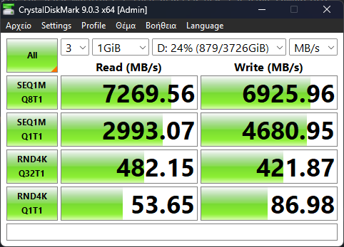 CrystalDiskMark Samsung 990 PRO 4TB