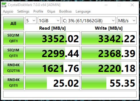 DiskMark 970EVO results