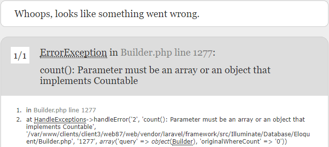 Laravel 5.3 error with PHP 7.2